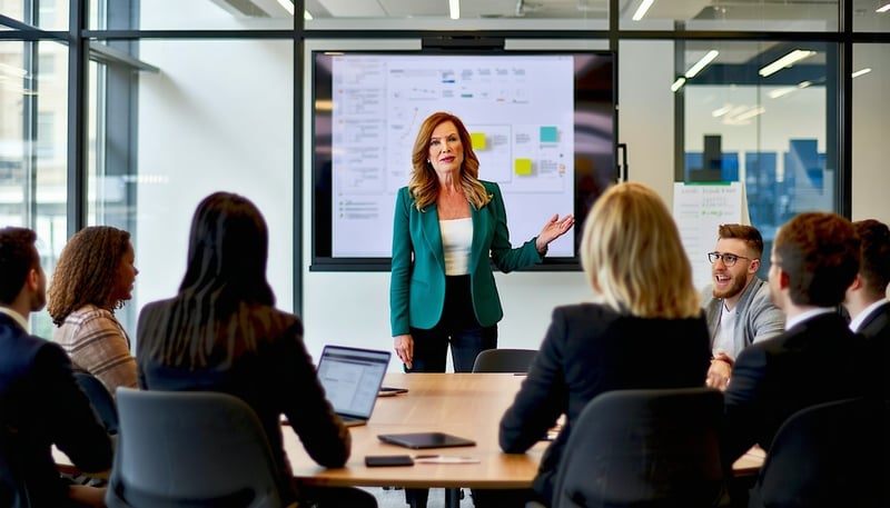 Trish Calhoun guiding a team through transformative change in a business setting